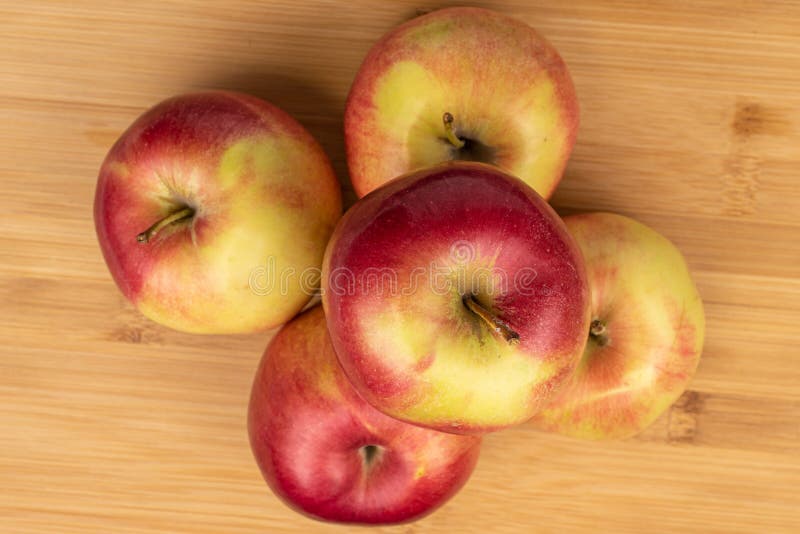 Red Jonagold Apple on Light Wood Stock Photo Image of fruit, flatlay