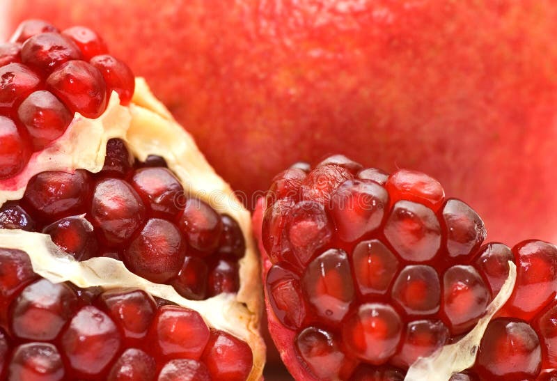 Red juicy ripe pomegranate fruit seeds