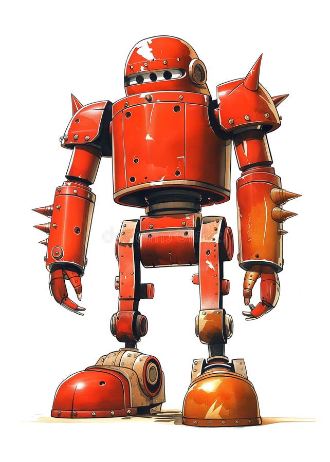 Robot din curtea de vechituri, izolat pe fond alb stock illustration