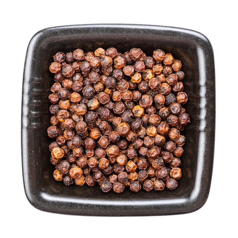 Red Kampot Pepper in Black Bowl Isolated Stock Image Image of meal, corn 220201807