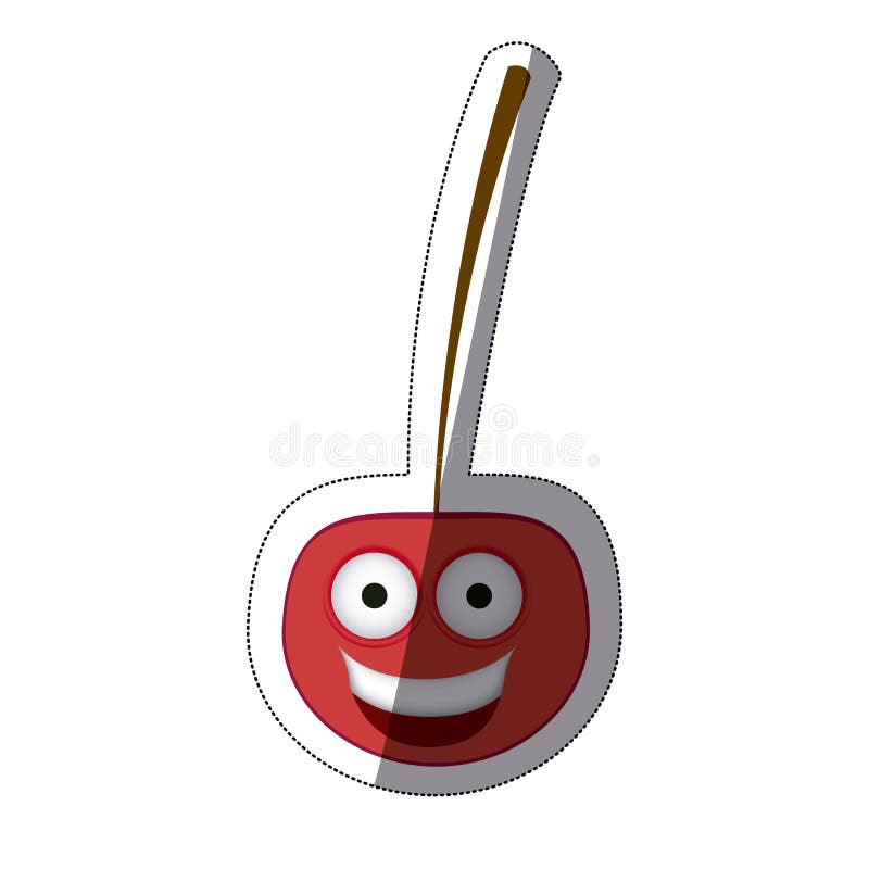 Red kawaii happy cherry icon vector illustration