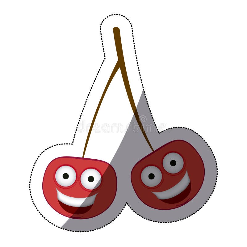 Red kawaii happy cherrys icon vector illustration