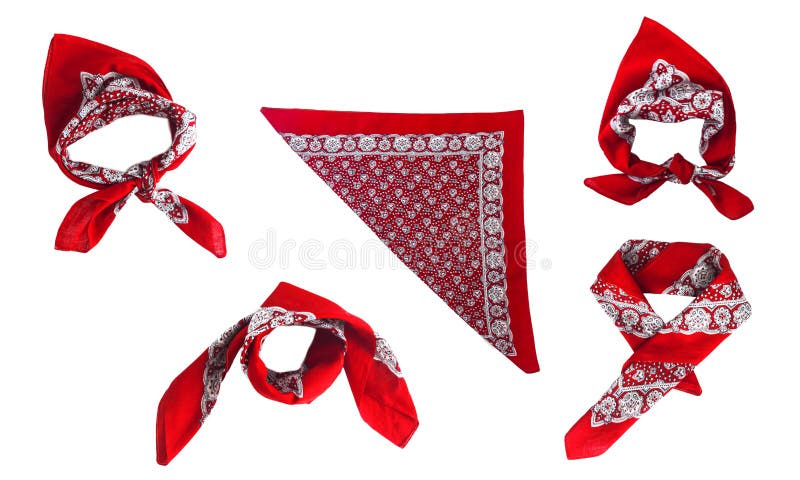 Red kerchief bandana with a pattern, isolated.