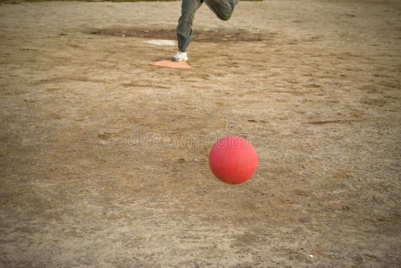 Red kickball approach stock image. Image of full, outdoors 4560101