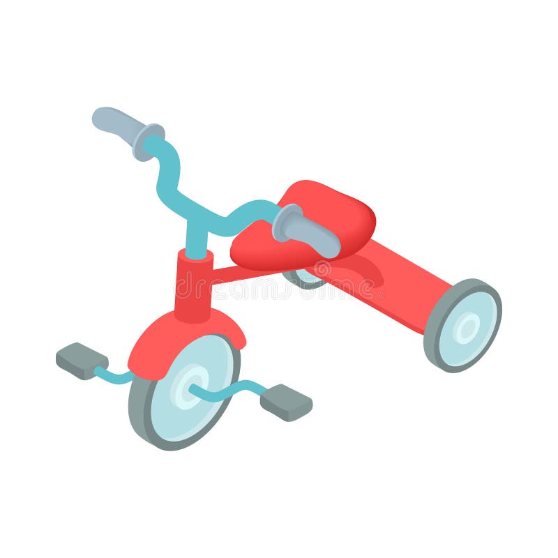 Red Kid Tricycle Icon, Cartoon Style Stock Vector Illustration of