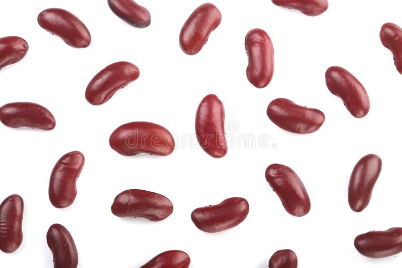 Red kidney bean isolated on white background. Top view. Flat lay.