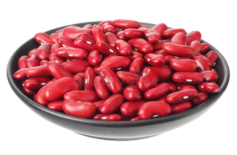 Red Kidney Beans In Black Bowl Isolated On White Background Stock Photo