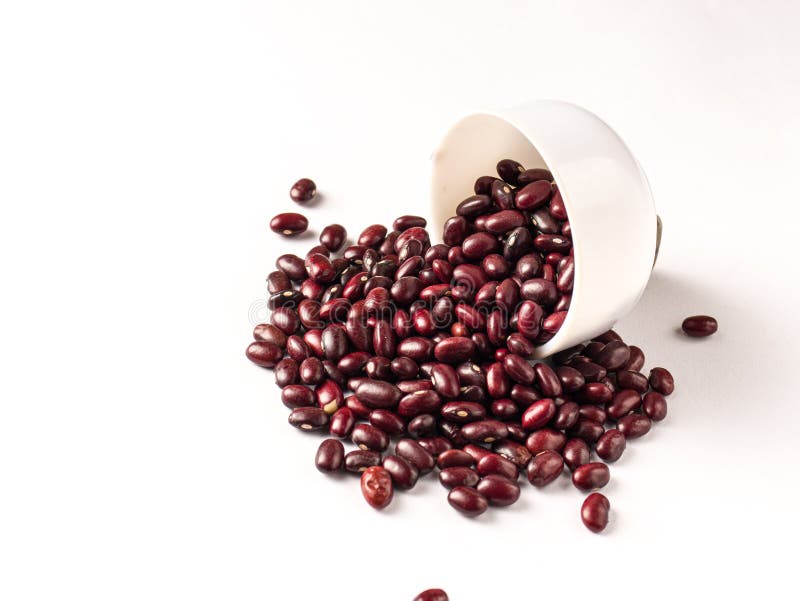 Red kidney beans isolated with white background stock image.