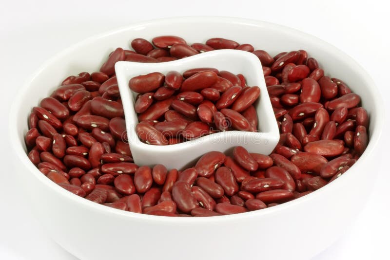 Red Kidney Beans in a white bowl stock photos