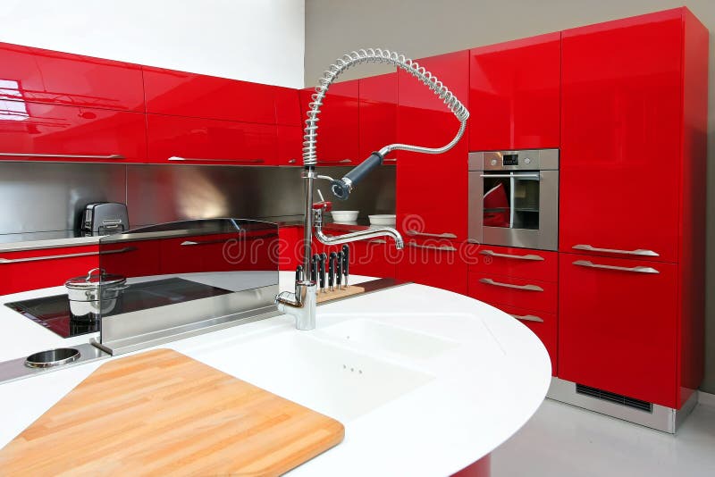 Red kitchen detail