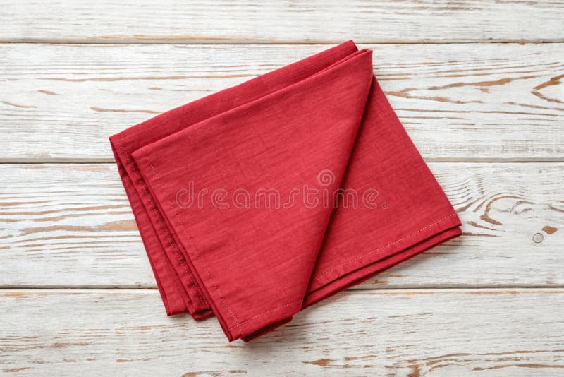Red Kitchen Napkin on Table Isolated Flat Lay Stock Illustration