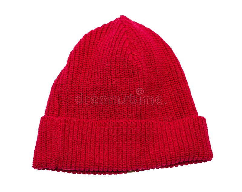 Red knit hat isolated stock image. Image of white, comfortable 55932415