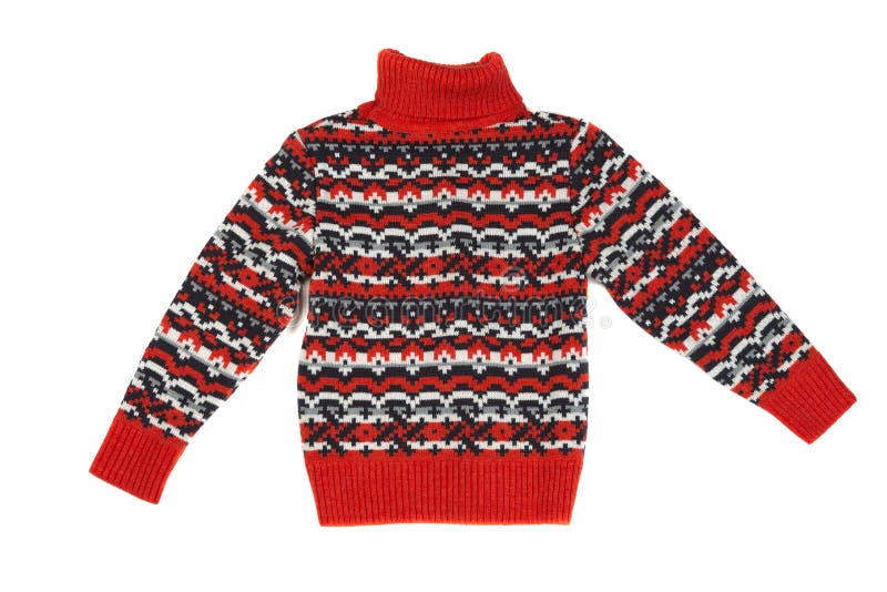 Red knitted sweater. Isolate on white