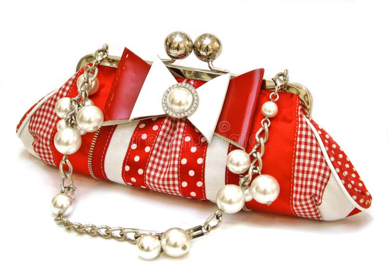 Red ladies purse stock photo. Image of black, pearls, luxury 9739144