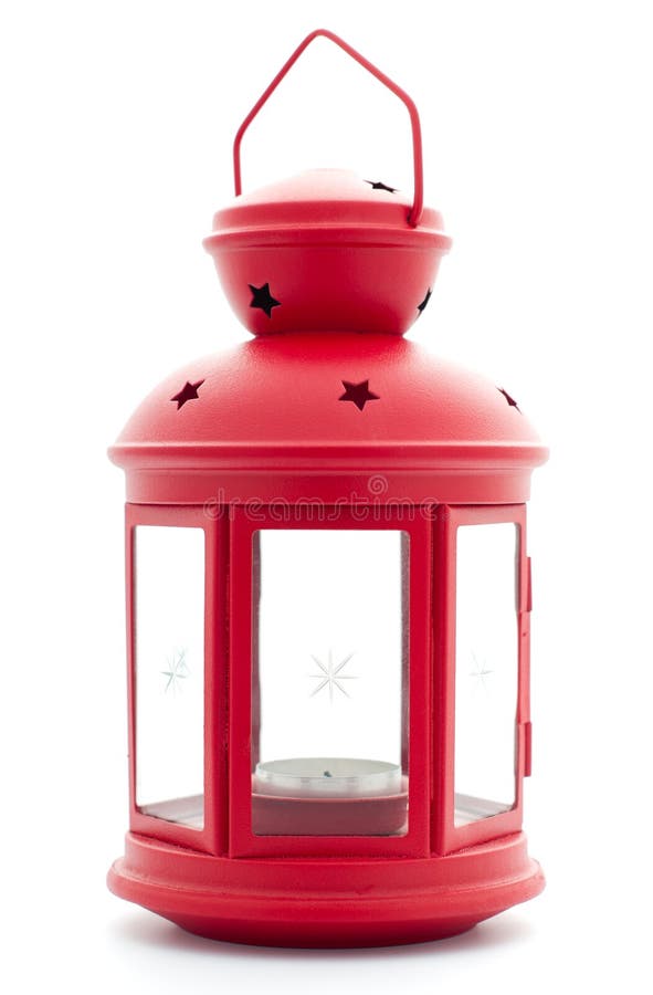 Red Lantern with Candle Inside Stock Image Image of white, glass 14822757