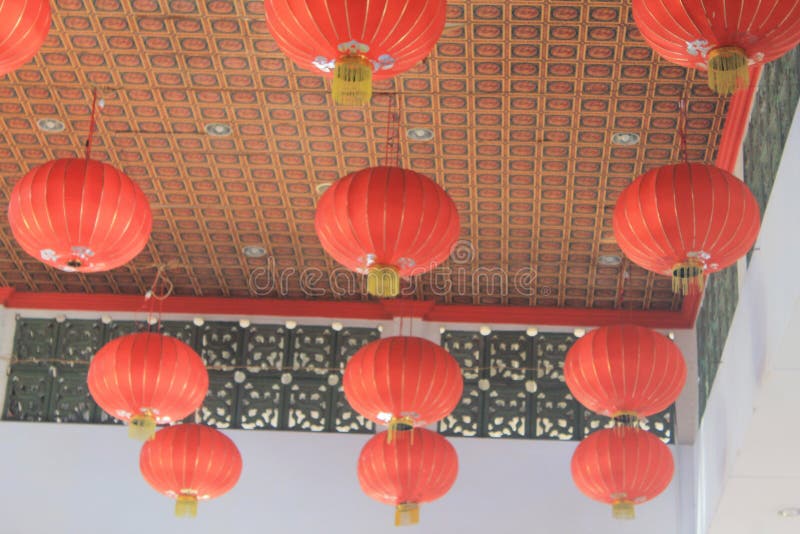 Red lantern hanging above. red lanterns hanging above that are stored in the pagoda