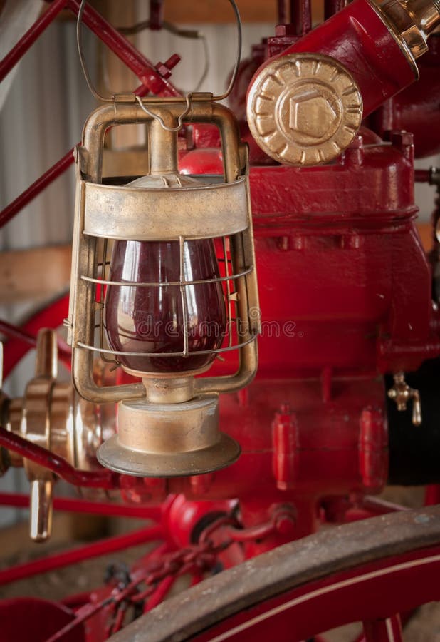 Red Lantern Hangs on 1876 Fire Engine