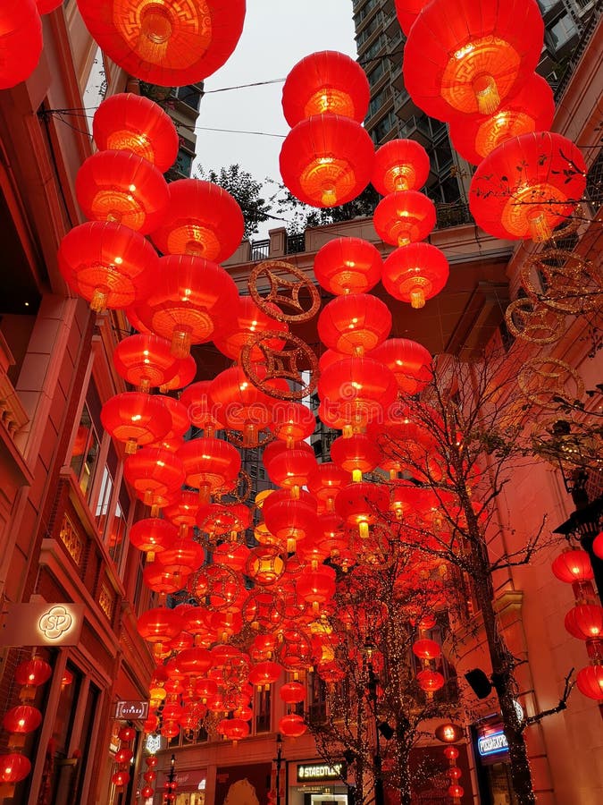 Red lanterns at Lee Tung Street for Chinese New Year stock images Red lanterns at Lee Tung Street for Chinese New Year stock images
