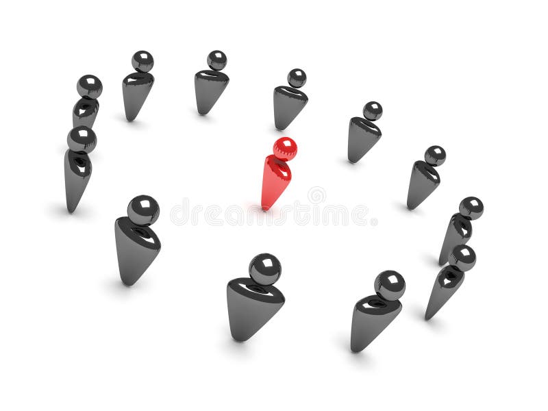 Red leader figure in a round team group on white royalty free illustration Red leader figure in a round team group on white royalty free illustration