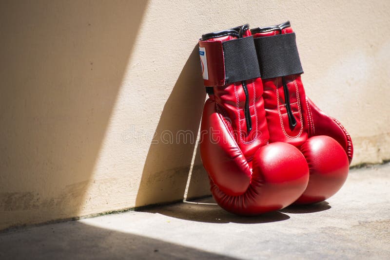 Red leather boxing gloves