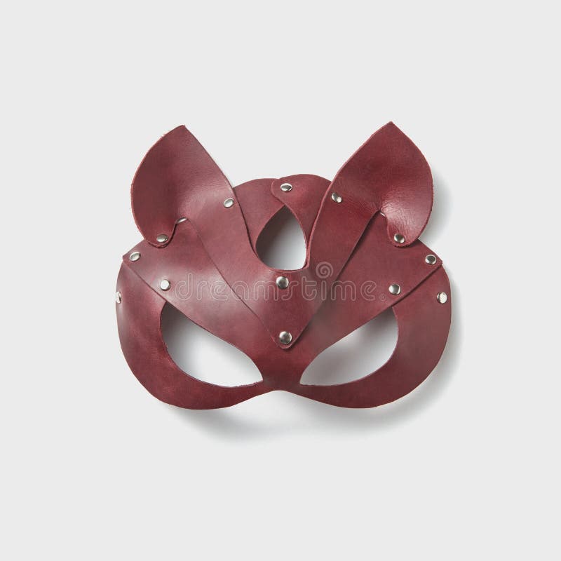 Red leather cat BDSM mask.