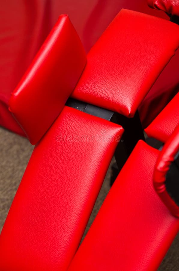 Red leather gym equipment stock photo. Image of finishing 28917424
