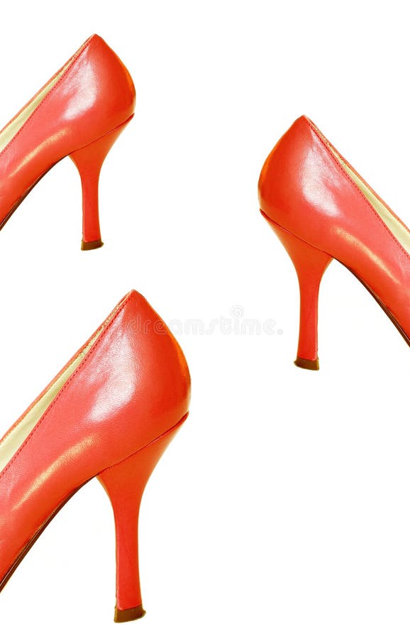 Red Leather High Heel Shoes
