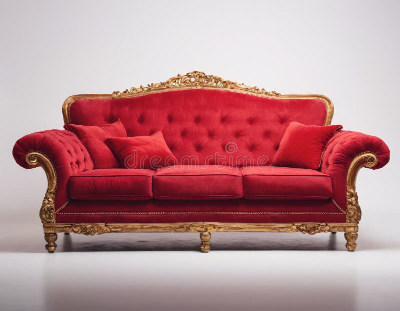 Red Leather Sofa in Empty Room. Interior Design. Stock Image Image of
