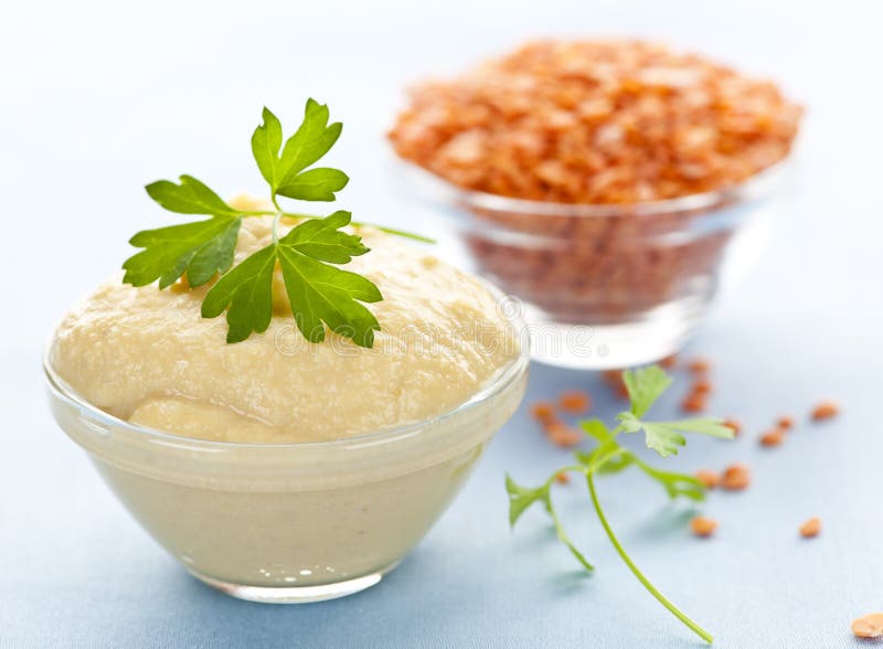 Red lentils and lentil hummus