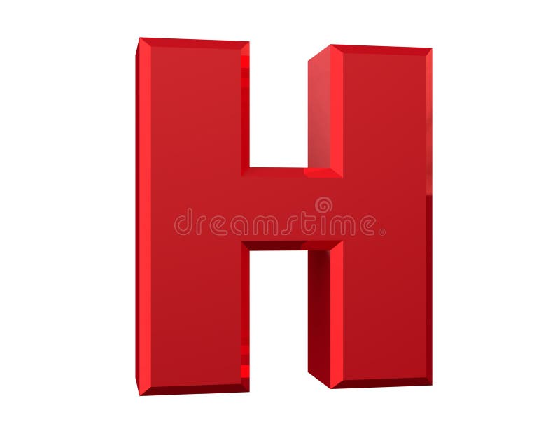 The Red Letter H on White Background 3d Rendering Stock Illustration ...