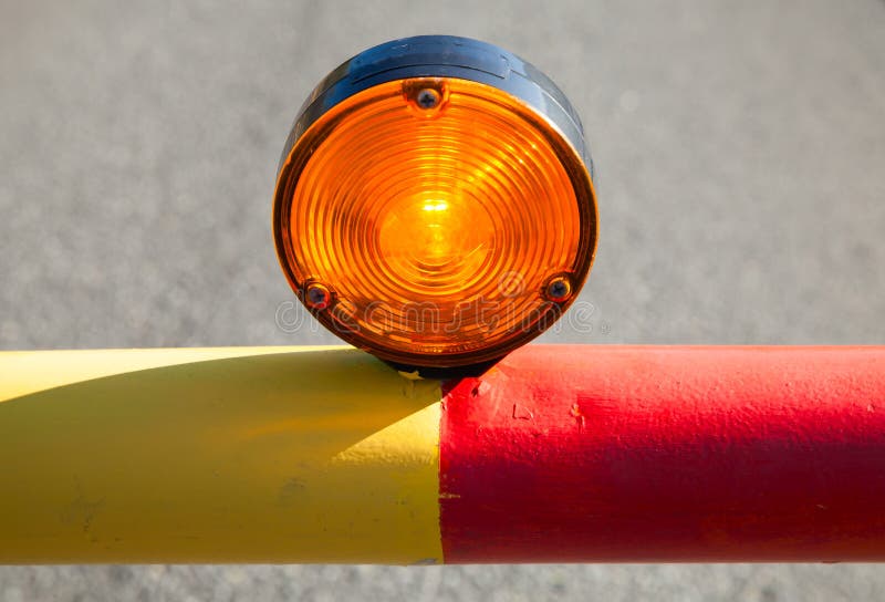 Red light on the automatic road barrier