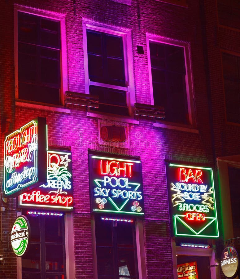 Red Light Bar in Amsterdam editorial photography. Image of distric