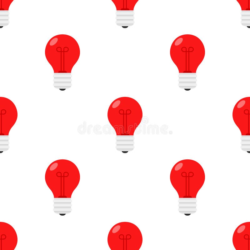 Red Light Bulb Icon Seamless Pattern Stock Vector Illustration of