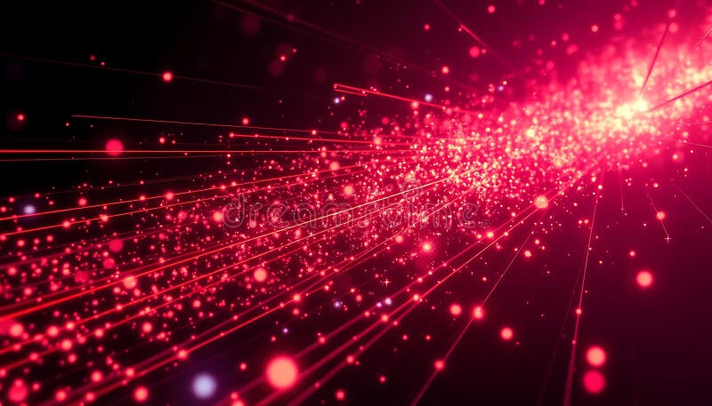 Red light trails explosion, abstract energy burst effect, Stock Photo, Generative AI stock illustration