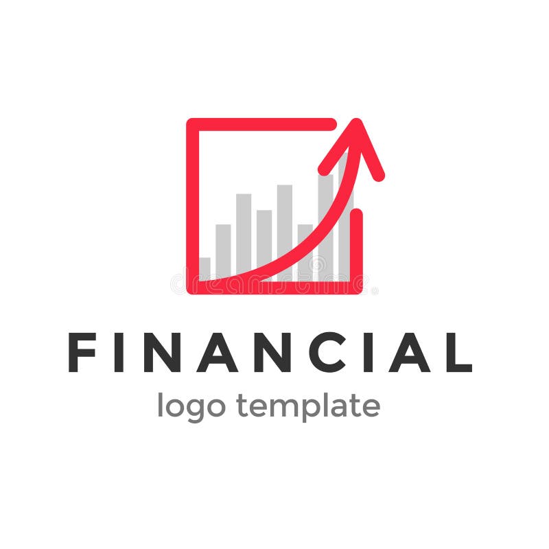 Red line and arror financial logo design template. Logo with chart and arrow. Vector illustration money profit symbol