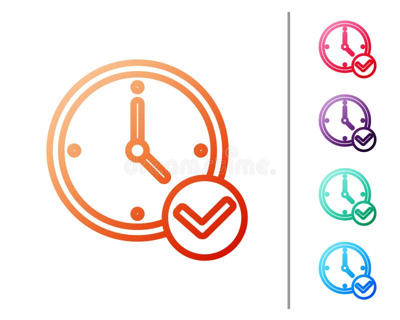 Red line Clock icon isolated on white background. Time symbol. Set color icons. Vector vector illustration
