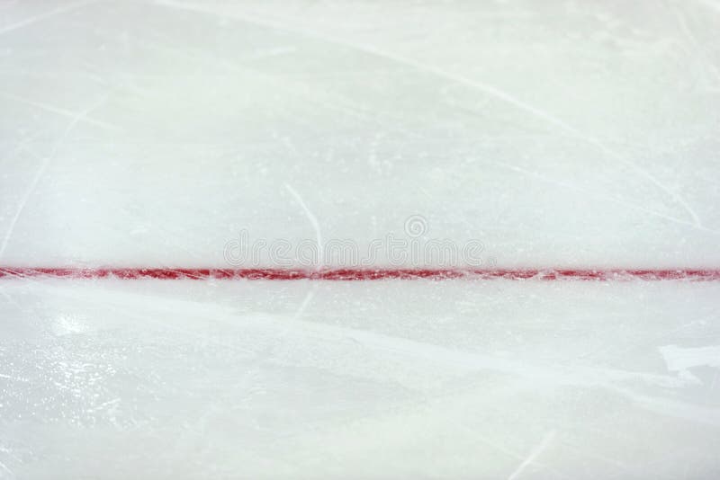 Red Line on Ice Hockey Ground. Fragment, Hockey, Concept Stock Photo