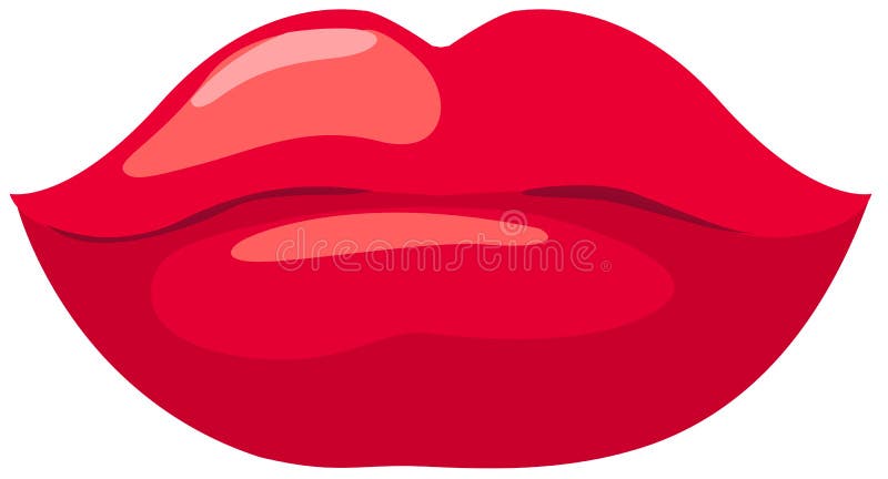 Illustrazione di isolato labbra rosse su sfondo bianco.