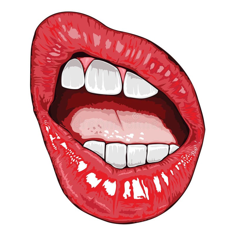 Red Lips Joke Expression, Vector Illustration Stock Vector