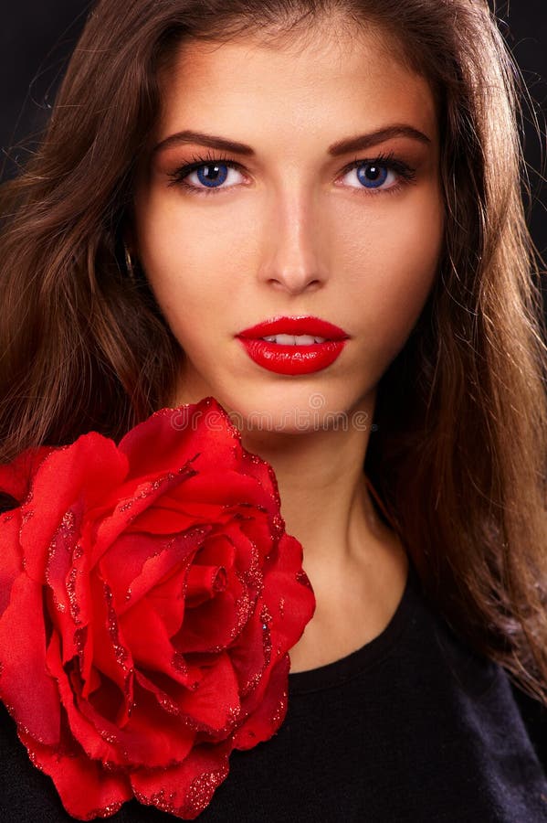 Red lips and red rose