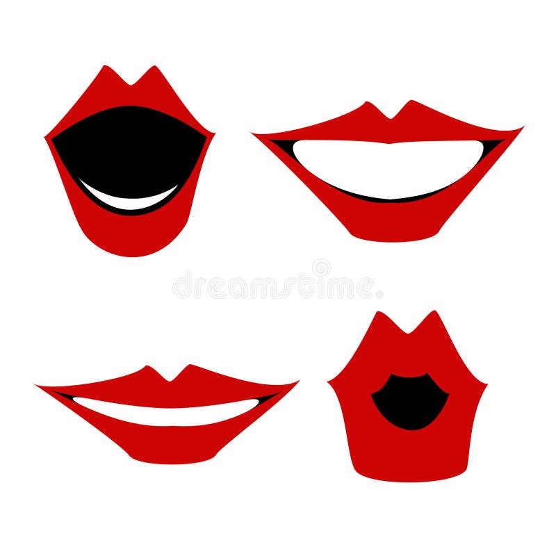 Red Lips, a Set of Gestures, Articulation Vector Stock Vector