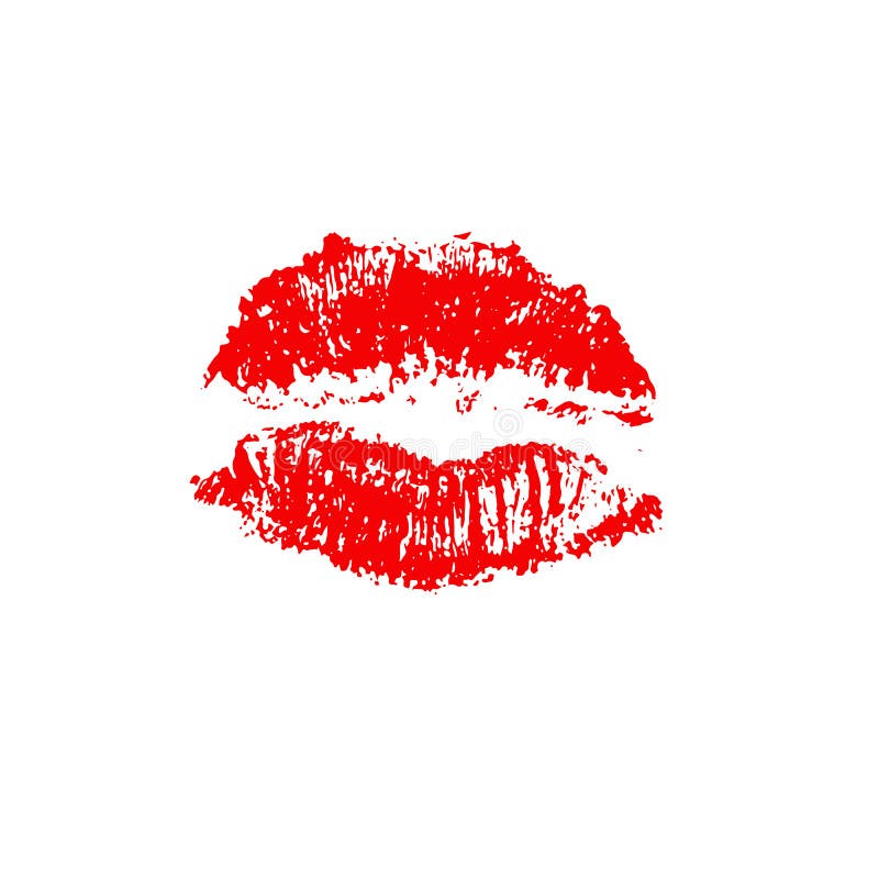 Red Lips Track Print. Stamp of Mouth. Vector Illustration. Stock Vector