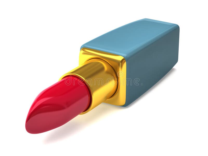 Red lipstick isolated on white background. Applicator stick illustrations