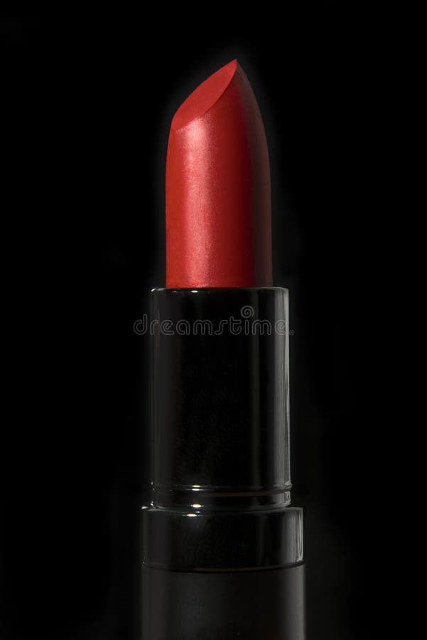 Red Lipstick Isolated on Black Background Stock Image Image of open
