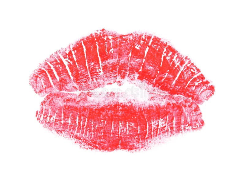 Red lipstick print on white background stock image Red lipstick print on white background stock image