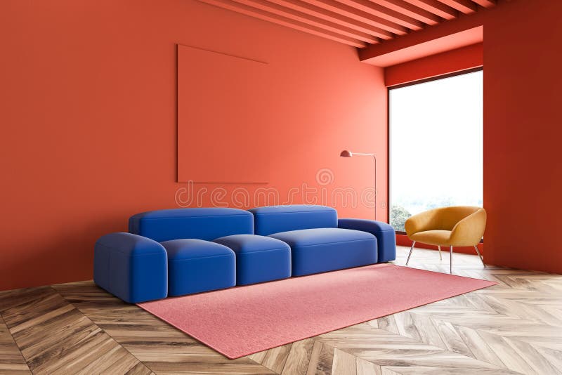 foredrag Symptomer jeg fandt det Red Living Room Corner with Sofa and Armchair Stock Illustration -  Illustration of beautiful, living: 174071260