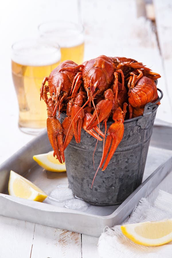 Red Boiled Crayfish with Lemon Stock Image Image of stone, lobster