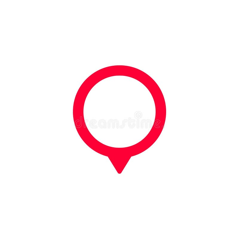 Red location pin symbol on white display to indicate map position and navigation point royalty free illustration