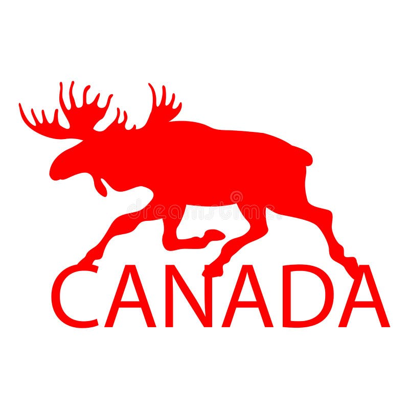 Logo Moose on Canada Flag Background Profile Stock Vector ...