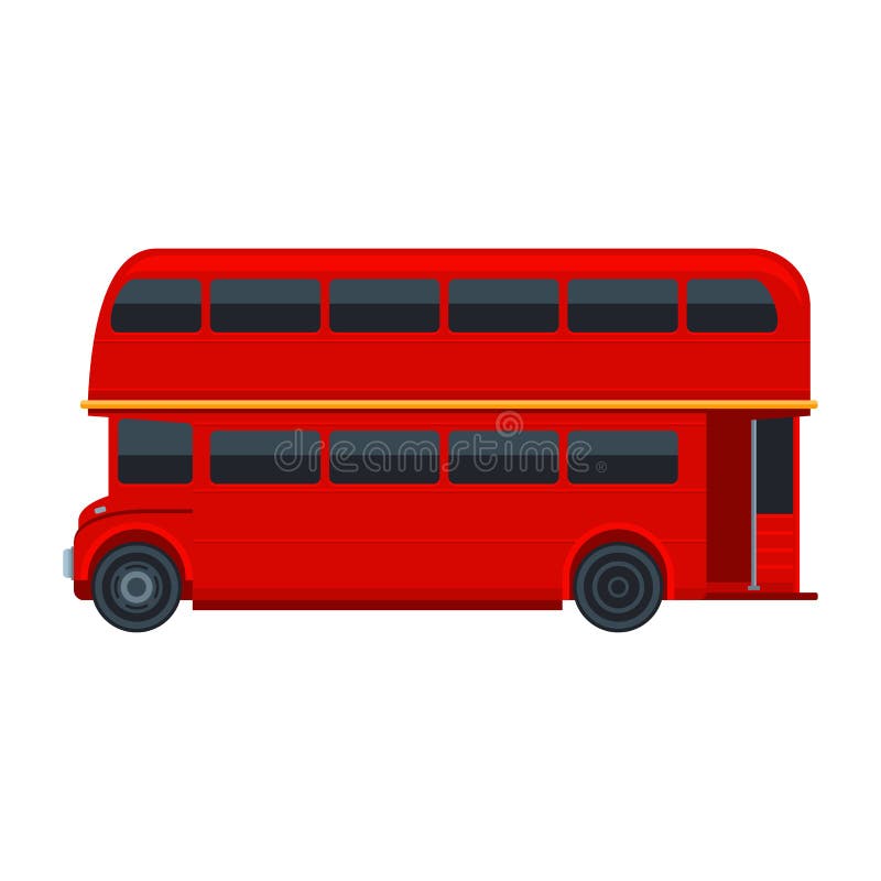 Red London Double Decker Bus on white background. Vector royalty free illustration